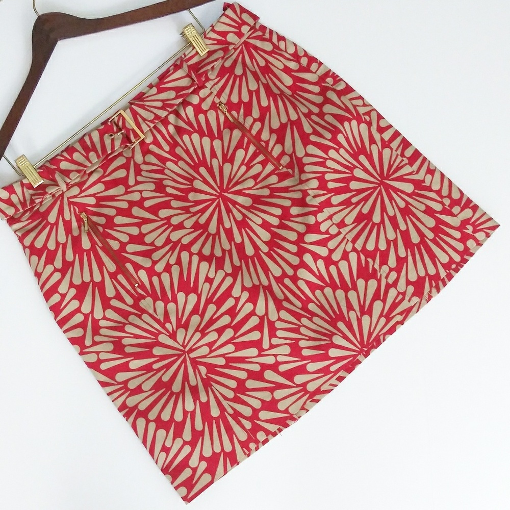 Talbots Tan & Red Mini Skirt SZ-16